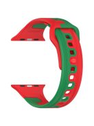 Watch Band for Apple Watch Series 10 46mm / Ultra 2 Ultra 49mm /  Series 9 8 7 45mm / 6 5 4 SE (2023) SE (2022) SE 44mm / 3 2 1 42mm Dual-Color Silicone Strap - Red / Green