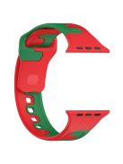 Watch Band for Apple Watch Series 10 46mm / Ultra 2 Ultra 49mm /  Series 9 8 7 45mm / 6 5 4 SE (2023) SE (2022) SE 44mm / 3 2 1 42mm Dual-Color Silicone Strap - Red / Green