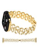 Watch Band for Apple Watch Series 10 46mm / Ultra 2 Ultra 49mm /  Series 9 8 7 45mm / 6 5 4 SE (2023) SE (2022) SE 44mm / 3 2 1 42mm Rhinestone Decor Zinc Alloy Strap - Gold