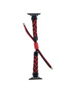 Watch Band for Apple Watch Series 10 46mm / Ultra 2 Ultra 49mm /  Series 9 8 7 45mm / 6 5 4 SE (2023) SE (2022) SE 44mm / 3 2 1 42mm Silicone Loop Braided Nylon Strap - Black+Red