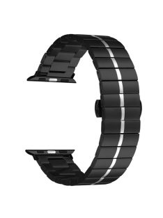   Watch Strap for Apple Watch 10 46mm / Ultra 2 / Ultra 49mm / 9 8 7 45mm / SE (2023) SE (2022) SE 6 5 4 44mm / 3 2 1 42mm Metal Band - Black+Silver