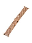 Watch Strap for Apple Watch Series 10 42mm / 9 8 7 41mm / SE (2023) SE (2022) SE 6 5 4 40mm / 3 2 1 38mm 5-Beads Stainless Steel Metal Wristband - Rose Gold