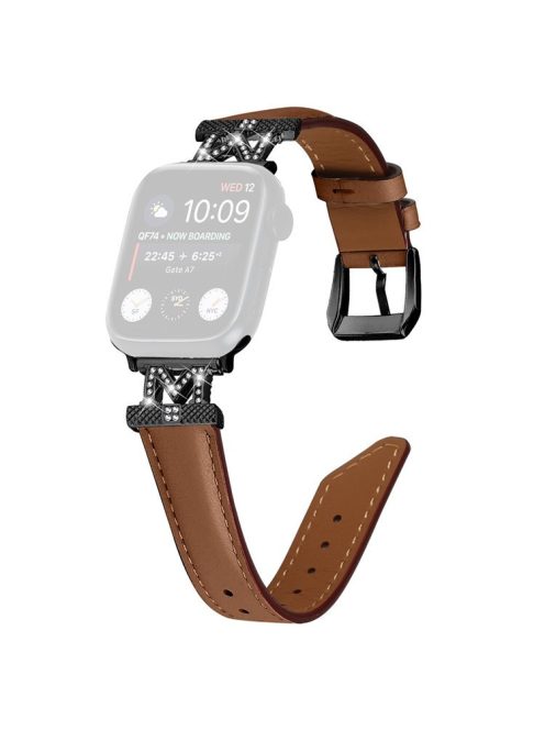 Watch Strap for Apple Watch Series 10 42mm / 9 8 7 41mm / SE (2023) SE (2022) SE 6 5 4 40mm / 3 2 1 38mm Band with Black Buckle - Brown