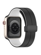 Watch Strap for Apple Watch Series 10 42mm / 9 8 7 41mm / SE (2023) SE (2022) SE 6 5 4 40mm / 3 2 1 38mm Bi-Color Silicone Magnetic Buckle Wrist Band - Black / White