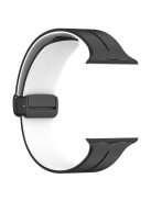 Watch Strap for Apple Watch Series 10 42mm / 9 8 7 41mm / SE (2023) SE (2022) SE 6 5 4 40mm / 3 2 1 38mm Bi-Color Silicone Magnetic Buckle Wrist Band - Black / White