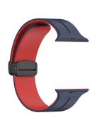 Watch Strap for Apple Watch Series 10 42mm / 9 8 7 41mm / SE (2023) SE (2022) SE 6 5 4 40mm / 3 2 1 38mm Bi-Color Silicone Magnetic Buckle Wrist Band - Midnight Blue / Red