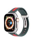 Watch Strap for Apple Watch Series 10 42mm / 9 8 7 41mm / SE (2023) SE (2022) SE 6 5 4 40mm / 3 2 1 38mm Bi-Color Silicone Watch Band with Buckle - Army Green / Red