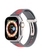 Watch Strap for Apple Watch Series 10 42mm / 9 8 7 41mm / SE (2023) SE (2022) SE 6 5 4 40mm / 3 2 1 38mm Bi-Color Silicone Watch Band with Buckle - Grey / Red