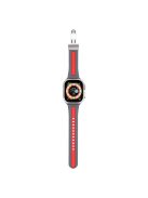 Watch Strap for Apple Watch Series 10 42mm / 9 8 7 41mm / SE (2023) SE (2022) SE 6 5 4 40mm / 3 2 1 38mm Bi-Color Silicone Watch Band with Buckle - Grey / Red