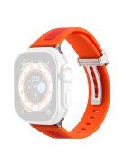 Watch Strap for Apple Watch Series 10 42mm / 9 8 7 41mm / SE (2023) SE (2022) SE 6 5 4 40mm / 3 2 1 38mm Bi-Color Silicone Watch Band with Buckle - Orange / Red