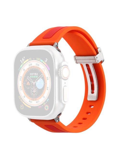 Watch Strap for Apple Watch Series 10 42mm / 9 8 7 41mm / SE (2023) SE (2022) SE 6 5 4 40mm / 3 2 1 38mm Bi-Color Silicone Watch Band with Buckle - Orange / Red