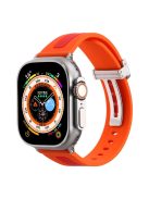 Watch Strap for Apple Watch Series 10 42mm / 9 8 7 41mm / SE (2023) SE (2022) SE 6 5 4 40mm / 3 2 1 38mm Bi-Color Silicone Watch Band with Buckle - Orange / Red