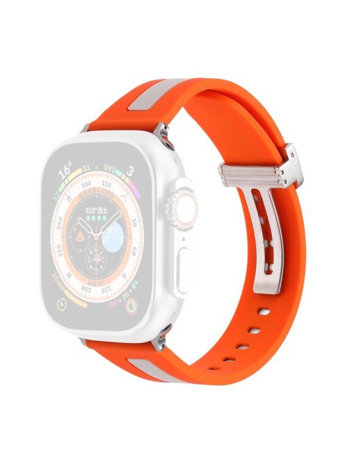 Watch Strap for Apple Watch Series 10 42mm / 9 8 7 41mm / SE (2023) SE (2022) SE 6 5 4 40mm / 3 2 1 38mm Bi-Color Silicone Watch Band with Buckle - Orange / Starlight