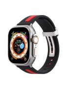 Watch Strap for Apple Watch Series 10 42mm / 9 8 7 41mm / SE (2023) SE (2022) SE 6 5 4 40mm / 3 2 1 38mm Bi-Color Silicone Watch Band with Buckle - Red / Black