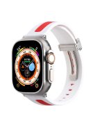 Watch Strap for Apple Watch Series 10 42mm / 9 8 7 41mm / SE (2023) SE (2022) SE 6 5 4 40mm / 3 2 1 38mm Bi-Color Silicone Watch Band with Buckle - White / Red