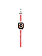 Watch Strap for Apple Watch Series 10 42mm / 9 8 7 41mm / SE (2023) SE (2022) SE 6 5 4 40mm / 3 2 1 38mm Bi-Color Silicone Watch Band with Buckle - White / Red