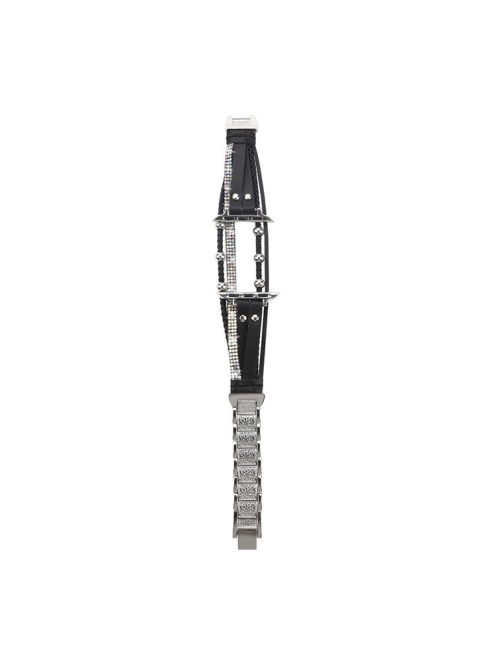 Watch Strap For Apple Watch Series 10 42mm / 9 8 7 41mm / SE (2023) SE (2022) SE 6 5 4 40mm / 3 2 1 38mm Braid+Alloy Adjustable Strap - Black Silver Beads