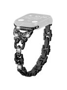 Watch Strap for Apple Watch Series 10 42mm / 9 8 7 41mm / SE (2023) SE (2022) SE 6 5 4 40mm / 3 2 1 38mm Butterfly Rhinestone Decor Stainless Steel Wristband - Black