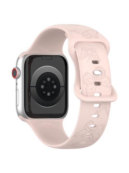 Watch Strap for Apple Watch Series 10 42mm / 9 8 7 41mm / SE (2023) SE (2022) SE 6 5 4 40mm / 3 2 1 38mm Butterfly Silicone Watch Band - Light Pink