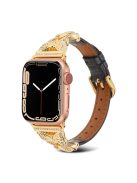 Watch Strap for Apple Watch Series 10 42mm / 9 8 7 41mm / SE (2023) SE (2022) SE 6 5 4 40mm / 3 2 1 38mm Butterfly Watch Band - Black / Gold Buckle