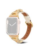 Watch Strap for Apple Watch Series 10 42mm / 9 8 7 41mm / SE (2023) SE (2022) SE 6 5 4 40mm / 3 2 1 38mm Butterfly Watch Band - White / Gold Buckle