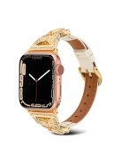 Watch Strap for Apple Watch Series 10 42mm / 9 8 7 41mm / SE (2023) SE (2022) SE 6 5 4 40mm / 3 2 1 38mm Butterfly Watch Band - White / Gold Buckle