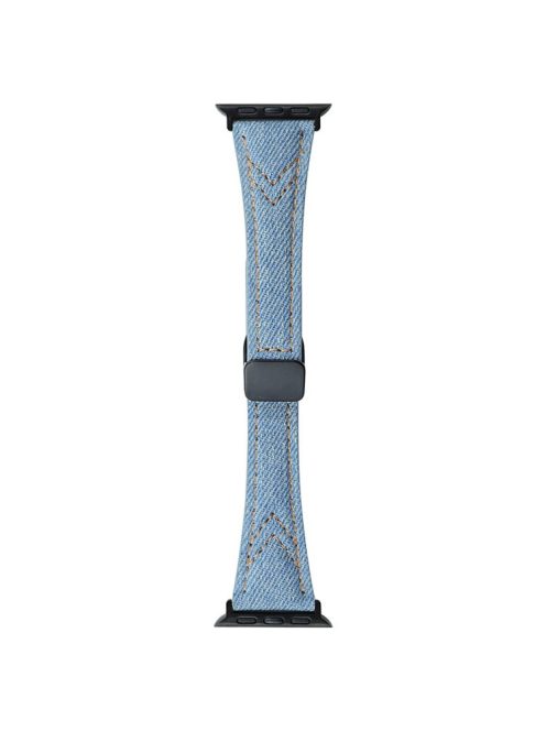 Watch Strap for Apple Watch Series 10 42mm / 9 8 7 41mm / SE (2023) SE (2022) SE 6 5 4 40mm / 3 2 1 38mm Canvas Watch Band Magnetic Buckle Wrist Strap - Light Blue Denim Color