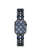 Watch Strap for Apple Watch Series 10 42mm / 9 8 7 41mm / SE (2023) SE (2022) SE 6 5 4 40mm / 3 2 1 38mm Chain Style Watch Band - Black+Dark Denim