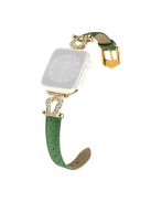 Watch Strap for Apple Watch Series 10 42mm / 9 8 7 41mm / SE (2023) SE (2022) SE 6 5 4 40mm / 3 2 1 38mm Cowhide Leather Band - Green / Gold Buckle