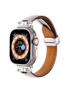 Watch Strap for Apple Watch Series 10 42mm / 9 8 7 41mm / SE (2023) SE (2022) SE 6 5 4 40mm / 3 2 1 38mm Crazy Horse Texture Band - Beige+Silver Buckle