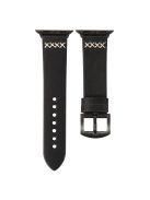 Watch Strap for Apple Watch Series 10 42mm / 9 8 7 41mm / SE (2023) SE (2022) SE 6 5 4 40mm / 3 2 1 38mm Cross Stitch Leather Watch Band - Black