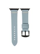 Watch Strap for Apple Watch Series 10 42mm / 9 8 7 41mm / SE (2023) SE (2022) SE 6 5 4 40mm / 3 2 1 38mm Cross Stitch Leather Watch Band - Blue