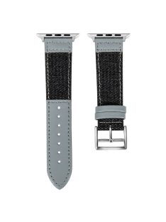   Watch Strap for Apple Watch Series 10 42mm / 9 8 7 41mm / SE (2023) SE (2022) SE 6 5 4 40mm / 3 2 1 38mm Denim Wristband - Black+Grey