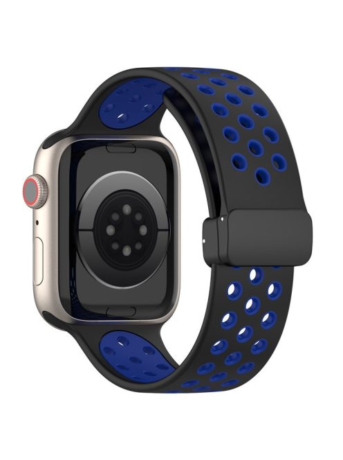 Watch Strap for Apple Watch Series 10 42mm / 9 8 7 41mm / SE (2023) SE (2022) SE 6 5 4 40mm / 3 2 1 38mm Dual Color Silicone Band Breathable Watch Strap - Black / Blue