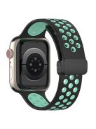 Watch Strap for Apple Watch Series 10 42mm / 9 8 7 41mm / SE (2023) SE (2022) SE 6 5 4 40mm / 3 2 1 38mm Dual Color Silicone Band Breathable Watch Strap - Black / Green