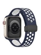 Watch Strap for Apple Watch Series 10 42mm / 9 8 7 41mm / SE (2023) SE (2022) SE 6 5 4 40mm / 3 2 1 38mm Dual Color Silicone Band Breathable Watch Strap - Midnight Blue / White