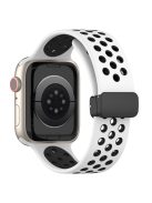 Watch Strap for Apple Watch Series 10 42mm / 9 8 7 41mm / SE (2023) SE (2022) SE 6 5 4 40mm / 3 2 1 38mm Dual Color Silicone Band Breathable Watch Strap - White / Black