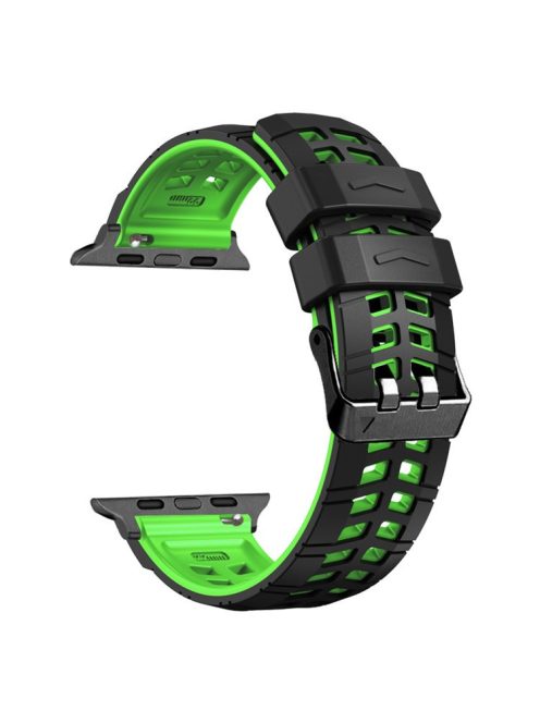 Watch Strap for Apple Watch Series 10 42mm / 9 8 7 41mm / SE (2023) SE (2022) SE 6 5 4 40mm / 3 2 1 38mm Dual Color Wrist Band Adjustable Silicone Strap - Black+Green