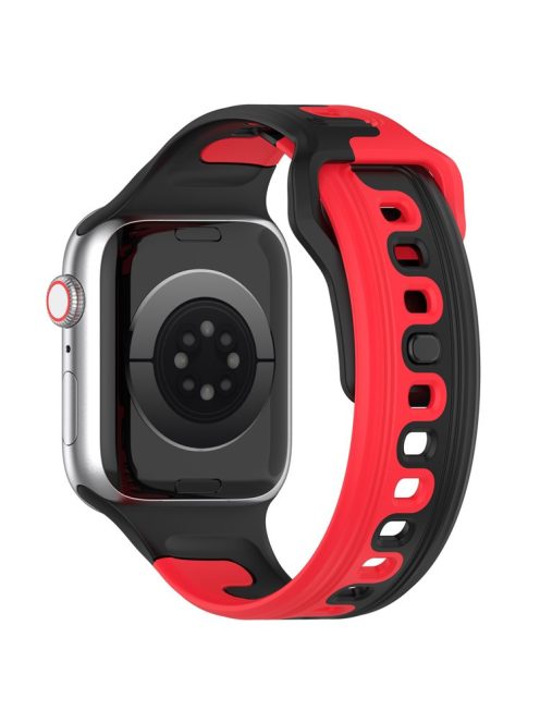 Watch Strap for Apple Watch Series 10 42mm / 9 8 7 41mm / SE (2023) SE (2022) SE 6 5 4 40mm / 3 2 1 38mm Dual-Color Silicone Band - Black / Red