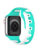 Watch Strap for Apple Watch Series 10 42mm / 9 8 7 41mm / SE (2023) SE (2022) SE 6 5 4 40mm / 3 2 1 38mm Dual-Color Silicone Band - Cyan / White