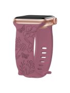 Watch Strap for Apple Watch Series 10 42mm / 9 8 7 41mm / SE (2023) SE (2022) SE 6 5 4 40mm / 3 2 1 38mm Flower Engraved Watch Band - Butterfly / Purple