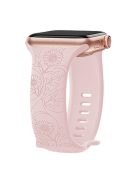 Watch Strap for Apple Watch Series 10 42mm / 9 8 7 41mm / SE (2023) SE (2022) SE 6 5 4 40mm / 3 2 1 38mm Flower Engraved Watch Band - Sunflower / Pink