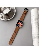 Watch Strap for Apple Watch Series 10 42mm / 9 8 7 41mm / SE (2023) SE (2022) SE 6 5 4 40mm / 3 2 1 38mm Genuine Cow Leather Silicone Band - Brown