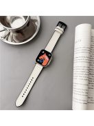 Watch Strap for Apple Watch Series 10 42mm / 9 8 7 41mm / SE (2023) SE (2022) SE 6 5 4 40mm / 3 2 1 38mm Genuine Cow Leather Silicone Band - White