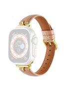 Watch Strap for Apple Watch Series 10 42mm / 9 8 7 41mm / SE (2023) SE (2022) SE 6 5 4 40mm / 3 2 1 38mm Genuine Cow Leather Watch Straps - Light Pink / Gold Buckle