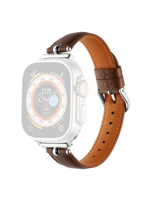 Watch Strap for Apple Watch Series 10 42mm / 9 8 7 41mm / SE (2023) SE (2022) SE 6 5 4 40mm / 3 2 1 38mm Genuine Cow Leather Watch Straps - Tan / Silver Buckle