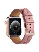 Watch Strap for Apple Watch Series 10 42mm / 9 8 7 41mm / SE (2023) SE (2022) SE 6 5 4 40mm / 3 2 1 38mm Genuine Leather Watch Band - Deep Pink