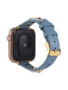 Watch Strap for Apple Watch Series 10 42mm / 9 8 7 41mm / SE (2023) SE (2022) SE 6 5 4 40mm / 3 2 1 38mm Genuine Leather Watch Strap Replacement - Blue