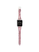 Watch Strap for Apple Watch Series 10 42mm / 9 8 7 41mm / SE (2023) SE (2022) SE 6 5 4 40mm / 3 2 1 38mm Glitter Leather Wristband - Pink