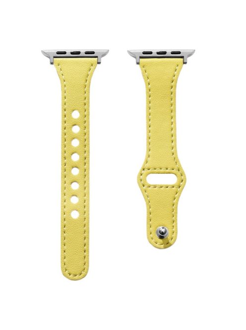 Watch Strap for Apple Watch Series 10 42mm / 9 8 7 41mm / SE (2023) SE (2022) SE 6 5 4 40mm / 3 2 1 38mm Leather Watch Band with Button Buckle - Yellow